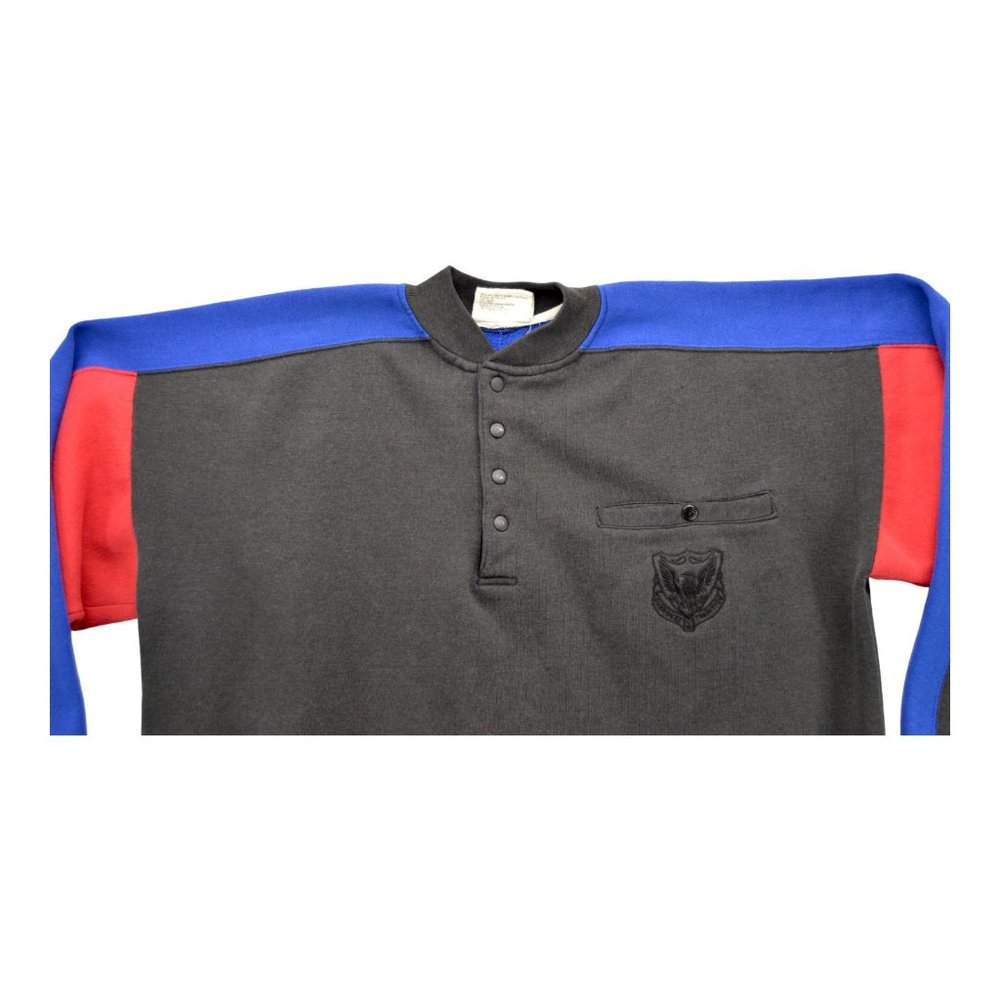 Cherokee Men's Pullover Sweater M Vintage Mock Neck 1/4 Button Colorblock‎ - Picture 3 of 3
